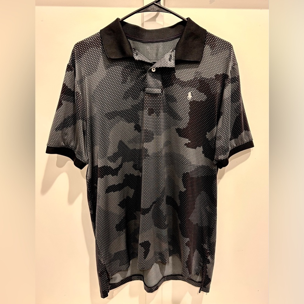 Men's Polo Black and Gray Camo Shirt